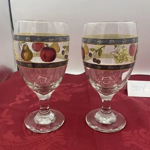 2-BLOCK ORCHARD GOBLET WATER GLASS GLASSWARE 7” TALL - Picture 1 of 9