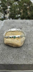 silver handle with emeralds - Picture 1 of 4