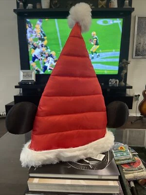 One Size Disney Parks Mickey Mouse Ears Quilted Santa Hat Christmas Holiday NWT - Image 1 of 4