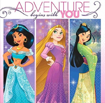 DREAM BIG PRINCESS birthday party beverage PAPER NAPKINS 16pc Disney Rapunzel + - Image 1 of 2