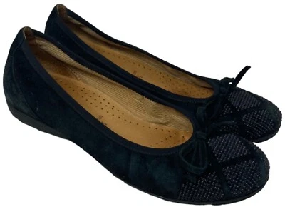 Gabor Black Leather Slip On Ballet Flats Size 6.5 Women’s Hovercraft  Shoes Bow - Image 1 of 4