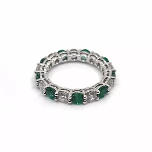 Emerald and Diamond Eternity Band  - Picture 1 of 1
