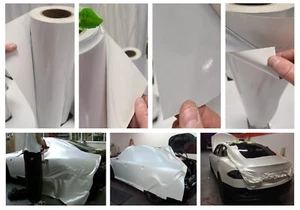 2.0mil Gloss White Vehicle Car Fleet Wrap Cast Vinyl Gray Air-Release Slideable - Picture 1 of 21