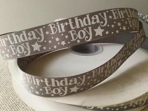3/8” 7/8” Birthday Boy Grosgrain Ribbon By The Yard - Picture 1 of 2