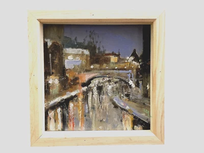 Birmingham Winter gerahmt signiert Mischtechnik auf Holz - Bild 1 von 4