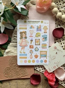 Cute Pastel Girl Sticker Sheet Pastelcore Kawaii Planner Laptop Vinyl Decal - Picture 1 of 17