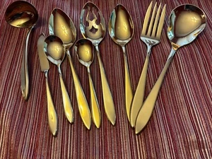 9 Dirigold Dirilyte Goldware REGAL Serving Pcs Slotted Spoon Casserole Gravy - Picture 1 of 9