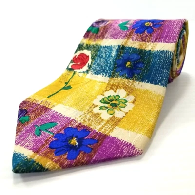 Corbata de lujo DAMON colorida arte floral impresa seda 56" x 4" ¡Envío rápido! Foto 1 de 4
