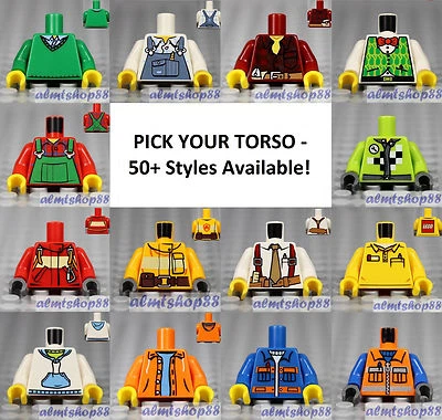 LEGO - Torsos CITY Male - PICK YOUR STYLE - Minifigure Body Parts Vest Jacket A  - Image 1 of 2