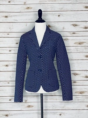 Blazer GAP Academy azul marinho bolinhas tamanho 2 casual carreira negócios - Imagem 1 de 4