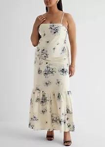 Express Floral Spring Party Dress White And Grey NWT SMALL - Picture 1 of 10