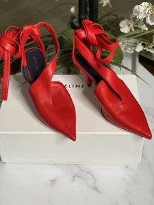 CELINE RED Runway Pump soft leather sz 39 Retail $960 - Picture 1 of 11