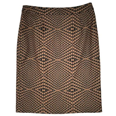 Halogen Brown and Black Print Geometric K/L Pencil Skirt Size 0 - Image 1 of 4