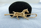 Vintage Reiter Gold gefülltes Pferd & Lunge Peitsche Brosche Pin