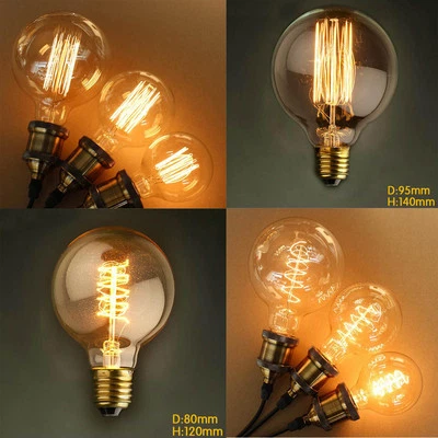 E27 Screw Vintage Filament Edison Retro Bulb Globe Industrial Lamp Light 40W/60W - image 1 of 4