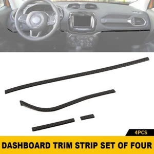 4x Carbon Fiber Center Console Decor Strips Cover Trim for Jeep Renegade 2015-17 - Picture 1 of 9