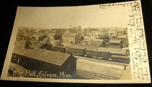 RPPC - Deposito e treno cantiere ferroviario, veduta aerea di Colonia Minnesota cartolina - Foto 1 di 2