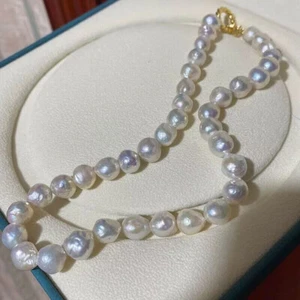 43CM Classic 9-11mm South Sea Baroque White Pearl Necklace 17inch - Imagen 1 de 5