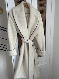 Cream Boucle Lapel Coat Small - Picture 1 of 4