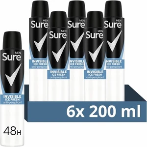 Sure Men Invisible Ice Fresh Anti-Perspirant Aerosol 200 ml (Pack of 6) - Picture 1 of 6
