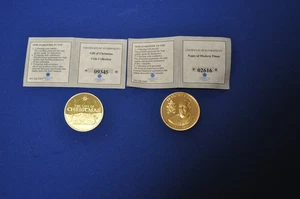 American Mint Christmas Collectable 24K Gold Plated Coin Swarovski Crystal Pope - Bild 1 von 10