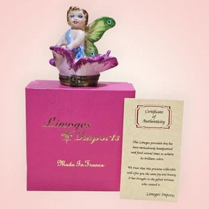 Caja de baratijas de colección Limoges Francia Pierre Arquie edición limitada flor de hadas RARA - Imagen 1 de 10