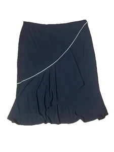 New York & Company Black  Asymmetrical Skirt White Piping Size M Polyester - Picture 1 of 4