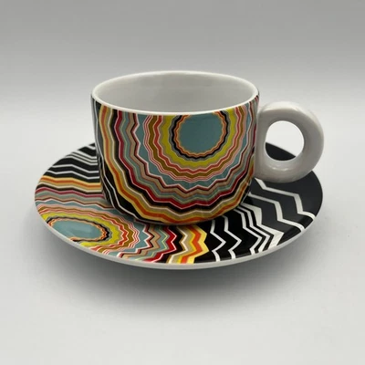 Taza y platillo de gres MISSONI Target 20 aniversario turquesa colorido en zigzag Foto 1 de 4