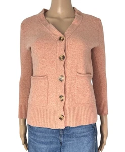 Madewell 100% Merino Wool Peach/Pink Cardigan Button Up Sweater Pockets Size XXS - Picture 1 of 12