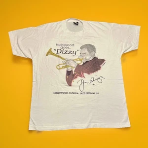 Rare Vintage 1991 Music Tee Dizzy Gillespie Hollywood Sz L Single Stitch T Shirt - Picture 1 of 18