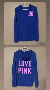 Vintage Y2K Victoria Secret Langarm-Schlafshirt PINK Waffelstrick Kapuze Large - Bild 1 von 6