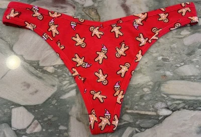 NUEVO Victoria Secret ROSA Algodón Tanga Panty - Pimienta Roja Pan de Jengibre - XL Foto 1 de 3