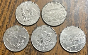 2005 P State Quarter 5 Set Circulated Lot Ungraded Five Coins w/ SOME WEAR As-Is - Picture 1 of 16