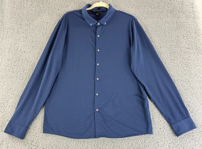 Mercer+Mettle Stretch Jersey Shirt Mens Large Blue Long Sleeve Button-Down Soft - Image 1 of 4