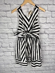 DO + BE Women's Black White Stripe Open Back Sleeveless Tie Dress NWT Large - Picture 1 of 5