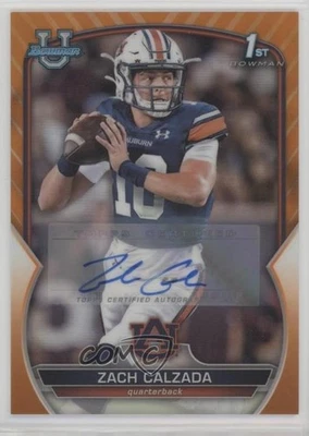 2022 Bowman U Chrome Prospect Orange Refractor /25 Zach Calzada #93 Auto - Image 1 of 2