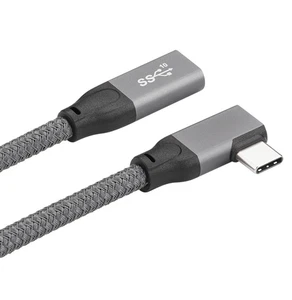 USB 3.2 Type-C Ext Cable Female to Male 100W PD Side-Elbow Data & Video - Picture 1 of 7