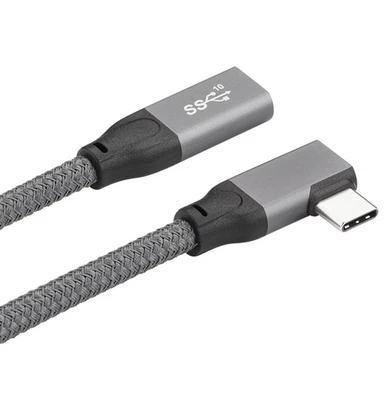 USB 3.2 Type-C Ext Cable Female to Male 100W PD Side-Elbow Data & Video - Image 1 of 4