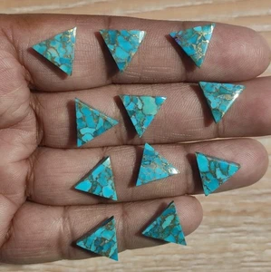 Natural Triangle Blue copper turquoise Cabochon Artisan Gemstone Pendant Making - Picture 1 of 8