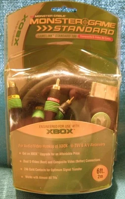 New XBOX Monster Composite / S-Video AV Cable 6’ Gold Plated XGLS100 - Image 1 of 4