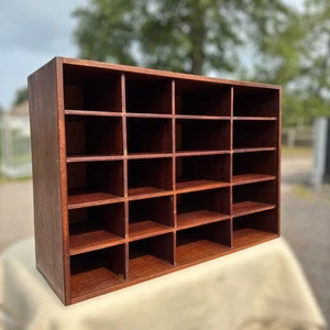Vintage Pigeonhole Storage Unit Cubby Hole Display Shelf Afromosia Mid-Century - Picture 1 of 17