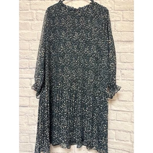 Anthropologie Seen Worn Kept Long Sleeve Pleated High Neck Midi Dress, Size 12 - Picture 1 of 2