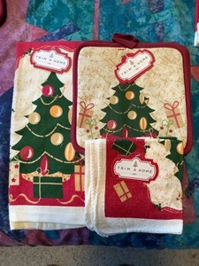 JUEGO DE COCINA de Navidad Trim A Home de 5 piezas agarraderas paños de cocina toalla de cocina - Imagen 1 de 7