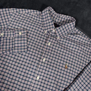 Polo Ralph Lauren Langarm Button Down Oxford Herren XL kariertes Hemd Fleisch Pony - Bild 1 von 6