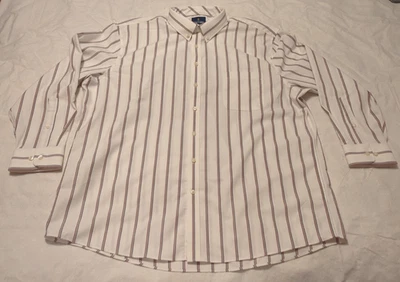 Stafford Cool Max Dress Shirt Men's 18-18.5 34-35 White Stripe Regular Fit 2XL - Image 1 of 4