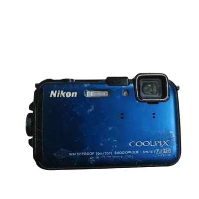 Nikon COOLPIX AW100 Blue Digital Camera Waterproof Shockproof from Japan Tested - Image 1 of 4