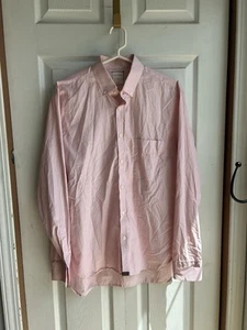 Men’s Billy Reid Pink Button Down Shirt Slim Cut Striped Tuscumbia EUC SZ Large - Picture 1 of 6