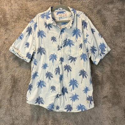 Zara Kids Blue Palm Tree Print Short Sleeve Button Down Linen Shirt Boys Size 10 - Image 1 of 4