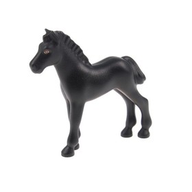 1x Lego Belville Animal Horse Foal Black Eyes White Brown Bordered 6193pb03