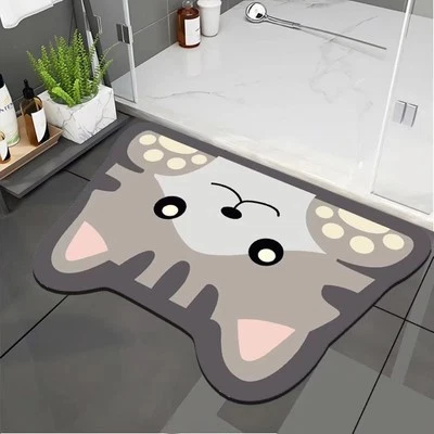 Badematte rutschfest saugfähig Badvorleger Badezimmerteppich Cat-019 - Bild 1 von 4